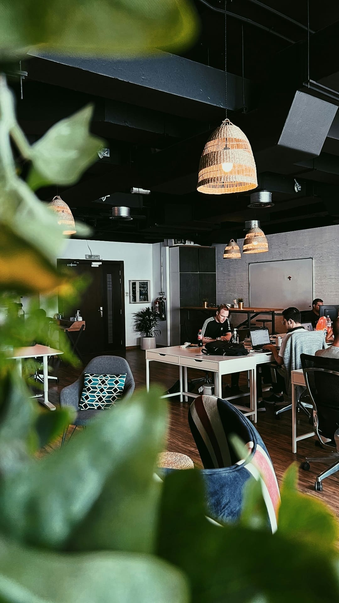 Creative agency team working at shared desks in a plant-filled studio — social media white label partner for agencies